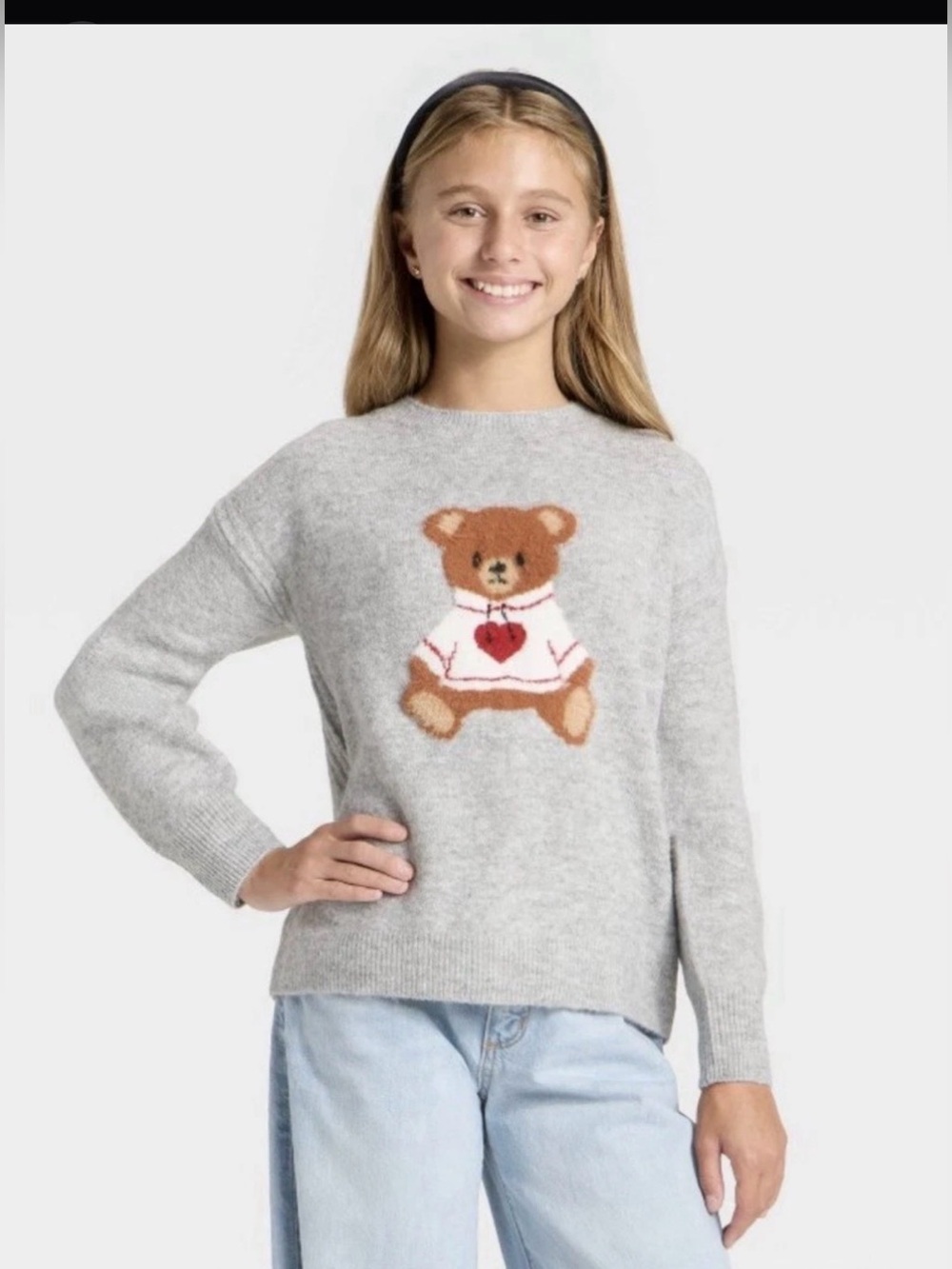 art class Gray Sweater with Teddy Bear Graphic